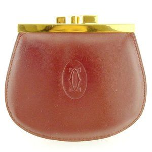 Cartier coin case mast line Bordeaux leather Auth USED T17110